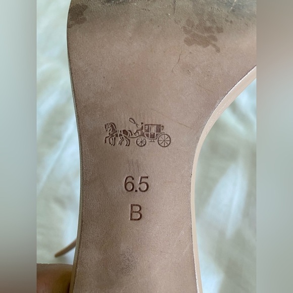 Coach Blush Pink Leather Scalloped Studded Ankle Strap Heels – Size 6.5B - Picture 6 of 13